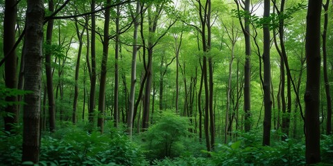 Obraz premium A vibrant green background with a mysterious, secretive vibe perfect for conveying a sense of silence and confidentiality, forest, soothing, soft