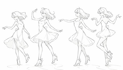 Fototapeta premium Moving Dancer Sketch with Minimalist and Sleek Design Elements