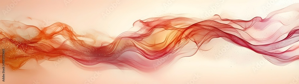 Poster a stunning abstract wave of flowing red and orange fabric-like textures against a soft beige backgro
