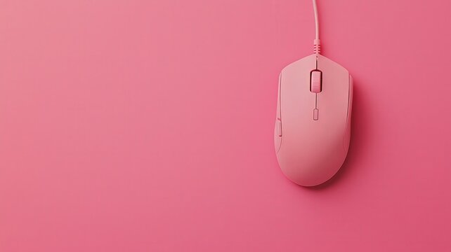 mouse rgb concept. Pink computer mouse on a pink background