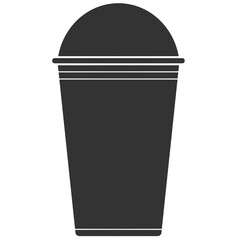 black silhouette plastic cup with dome lid icon