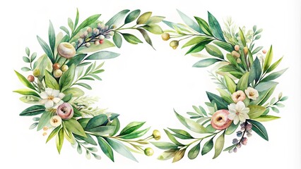 Fototapeta premium Elegant Watercolor Floral Wreath Frame for Design Projects