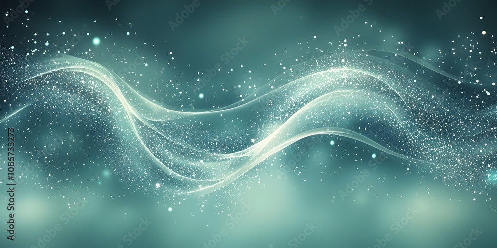 Poster a mesmerizing abstract background featuring soft, flowing lines and shimmering particles, evoking a 