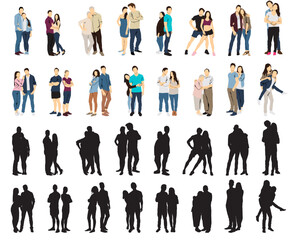 people collection couple set silhouette