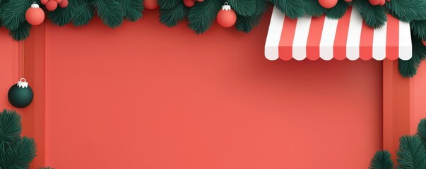 christmas sale concept. Storefront decorated with garlands and an Exclusive Christmas Sale sign, inviting VIP shoppers, Storefront with exclusive sale sign and garlands, Luxurious and festive