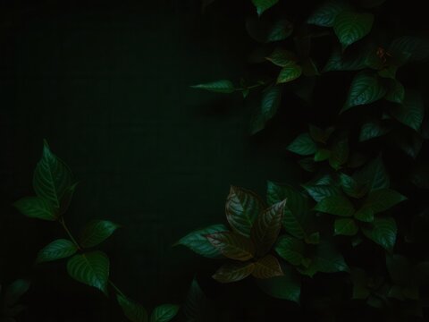 Dark green background with a hint of bitterness, perfect for representing nature, jealousy, or envy, atmosphere, color, plant life