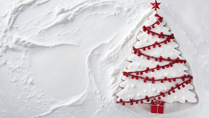 A Christmas top-view photo 05 on a flour background with different ornaments and items.
