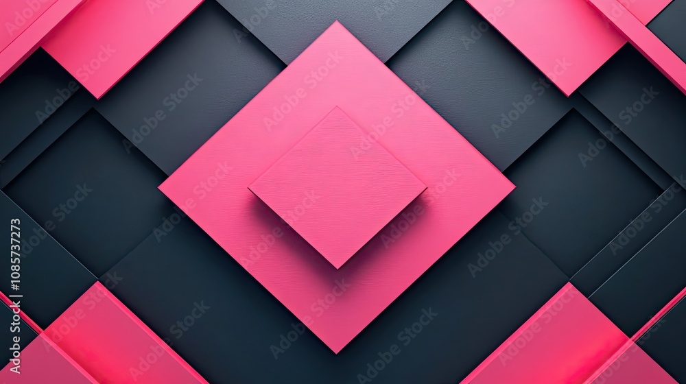 Aufkleber abstract geometric pattern with overlapping pink and dark gray squares