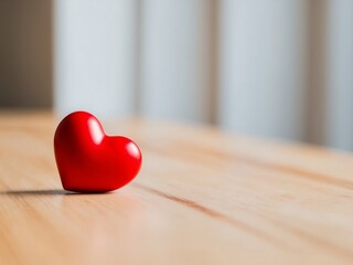 Fototapeta premium A Closeup of a Red Heart on a Wooden Surface Symbolizing Love and Affection.