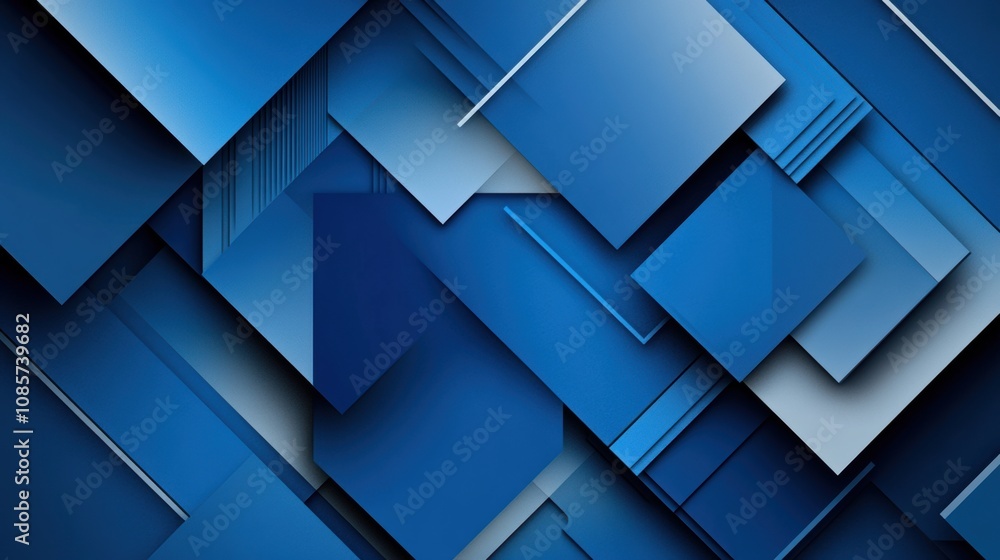 Poster abstract blue geometric background with layered rectangles and squares creating depth and texture, i