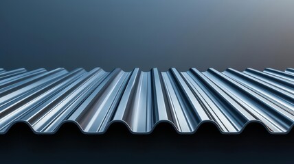 Fototapeta premium structure and roof concept. Close-up of a corrugated metal roof on an industrial warehouse, emphasizing strength and function, Corrugated metal roof on industrial structure, Functional and strong