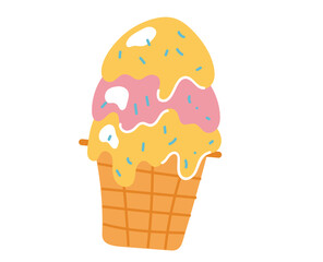 Ice cream simple line art style isolated concept. Vector flat graphic design illustration