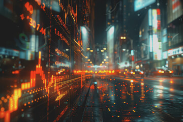 Modern digital financial stock market data visualization combined with Forex trading charts.
