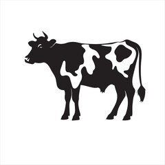 Beautiful Cow Vector Silhouette Artwork on Plain White