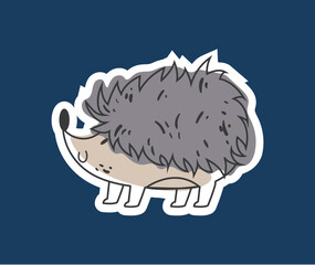 Hedgehog sticker isolated on white background. Vector graphic design illustration element