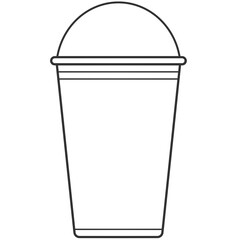 black outline plastic cup with dome lid icon