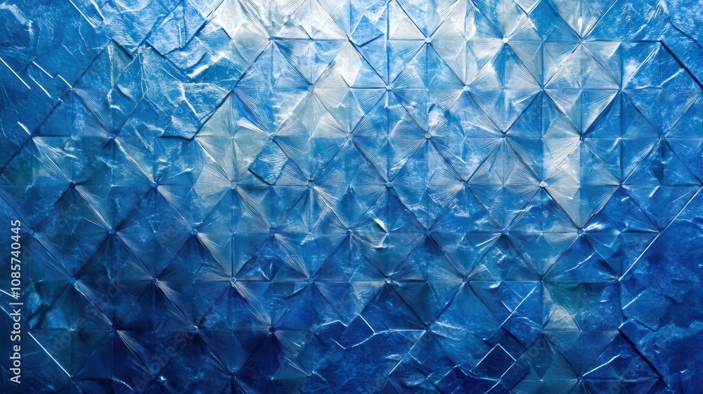 Poster stunning blue geometric pattern background with triangular textures and reflections for creative des