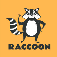 Raccoon logo isolated concept. Vector graphic design illustration