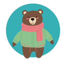 Winter forest animal character concept. Vector flat cartoon graphic design illustration