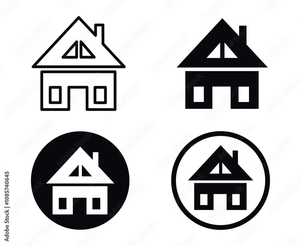 Poster web home icon for apps and websites, house icon, home sign in circle or main page icon in filled, th