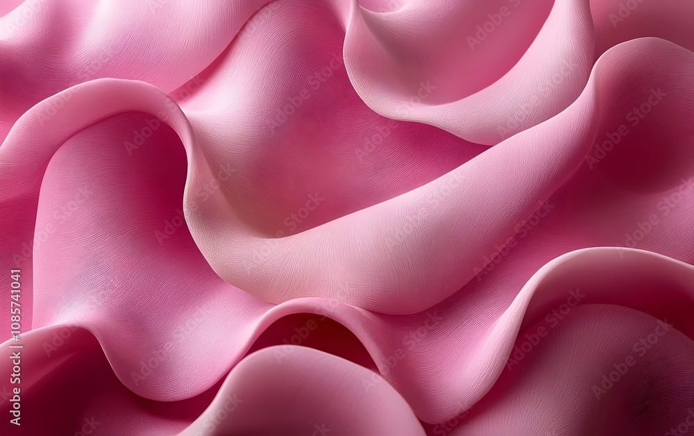 Poster abstract close-up of soft pink waves, creating a smooth and flowing texture. the delicate layers evo