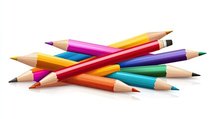 Fototapeta premium Colorful Wooden Pencils Arranged in a Pile