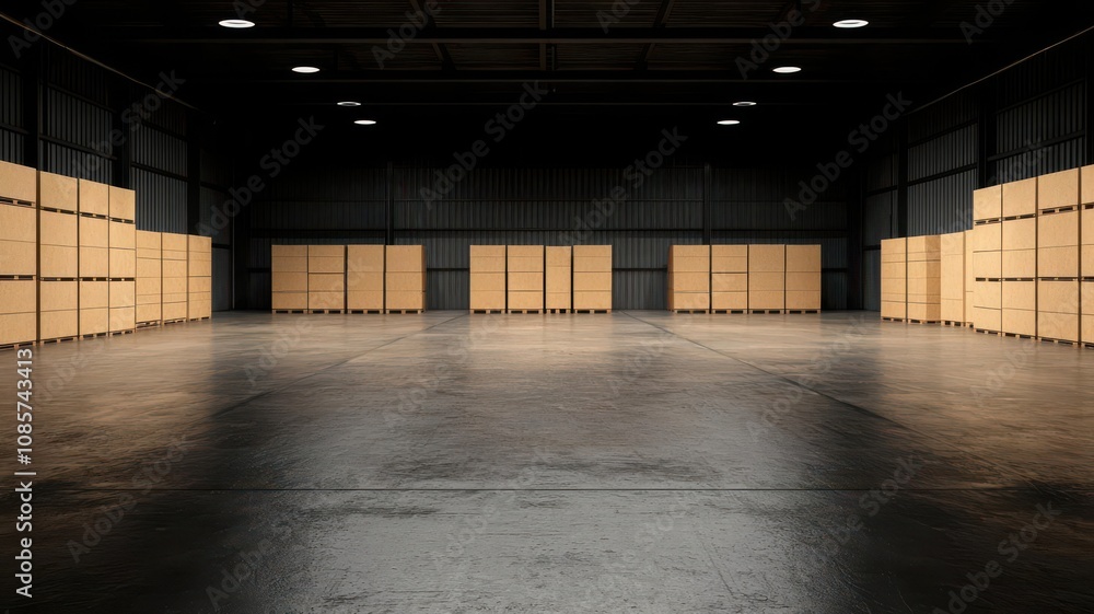 Poster staging goods concept. warehouse staging area with separate sections for fragile and bulk items, org