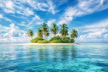 Tropical Paradise: A Serene Island Surrounded by Crystal Clear Waters