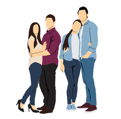 couple set full isolated people illustration