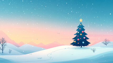 Naklejka premium minimalist snowy landscape, embodying tranquility and stillness. The serene winter scene symbolizes peace, solitude, and the beauty of nature, evoking feelings of calmness and introspection in viewers