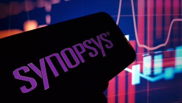 Konskie, Poland - November 15, 2024: Synopsys company logo displayed on mobile phone