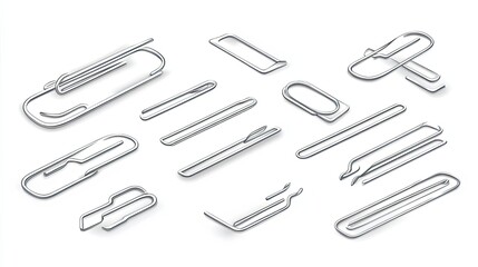 A Collection of Various Silver Paperclips