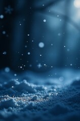 Abstract black and blue background with silver snowflakes