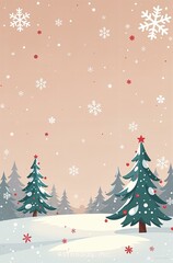Background with flying snowflakes and pins 