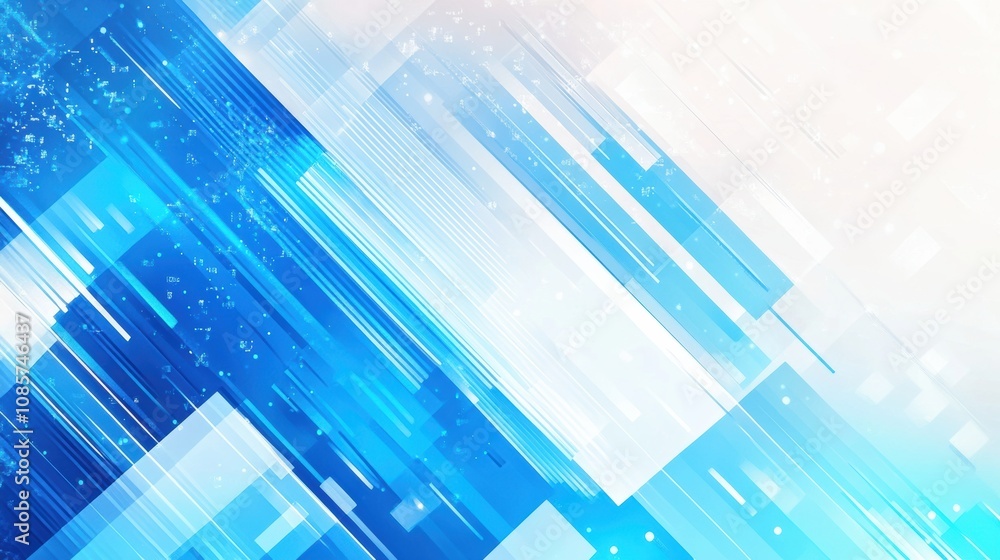 Poster abstract blue motion background featuring dynamic lines, shapes, and sparkling elements, perfect for