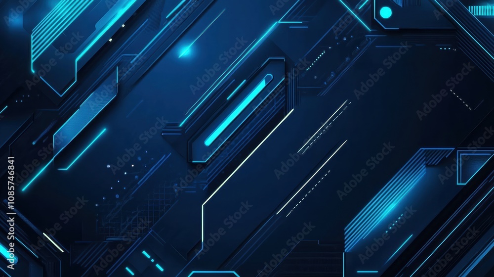 Poster futuristic technology background with abstract blue lines and shapes for modern digital designs and 
