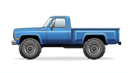 Blue Pickup Truck with a White Background