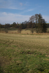 Autumn in farm fields in hilly terrain