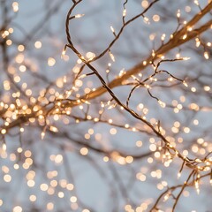 Warm Fairy Lights Twinkling On Branches