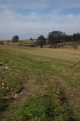 Autumn in farm fields in hilly terrain