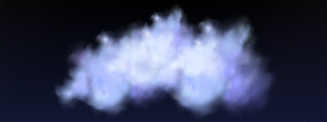 Black background with gray-blue clouds creating the effect of smoke or fog. The atmosphere of spring magic at dawn or summer night ,fog over land or water surface.