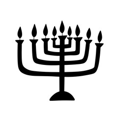 Abstract Menorah Glyph Icon. Hanukkah Candles Logo