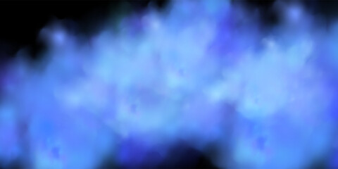 Black background with gray-blue clouds creating the effect of smoke or fog. The atmosphere of spring magic at dawn or summer night ,fog over land or water surface.