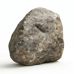 Textured Gray Stone Rock on White Background, Ideal for Natural Material Themes in Design, Artistic Projects, and Environmental Concepts