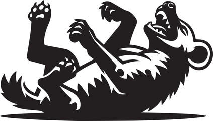 A laughing hyena rolling on the ground vector silhouette design