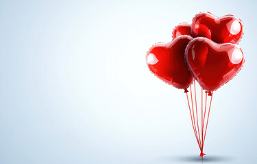 Valentine's Day decoration with red heart-shaped balloons illustration banner template design for valentine's theme background.