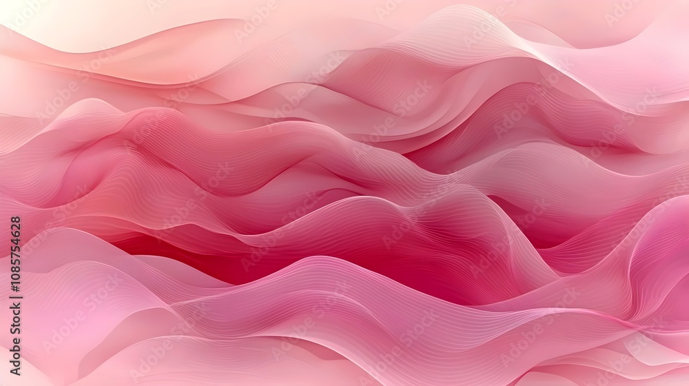 Aufkleber a serene abstract design featuring flowing waves in soft pink hues, creating a calming and dreamy at