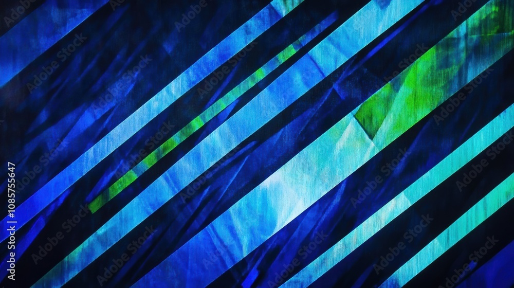 Poster abstract blue and green angled lines with texture and light effects creating a dynamic visual backgr