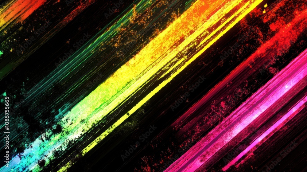 Poster colorful abstract lines over black background creating dynamic visual effects and textures for creat