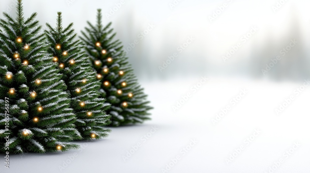 Poster a winter wonderland path lined with twinkling christmas trees and gentle snowfall creating a festive